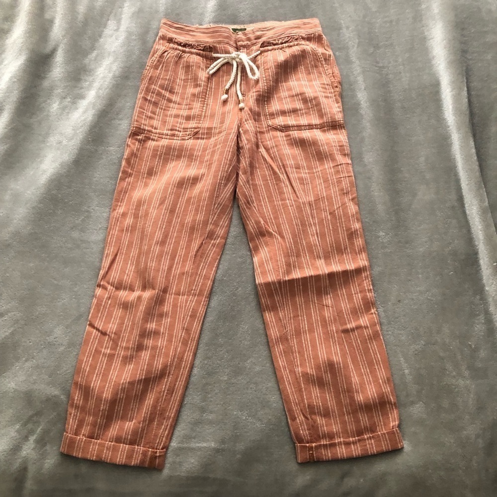 Anthropology light peachy orange and cream stripe pants size Xsmall